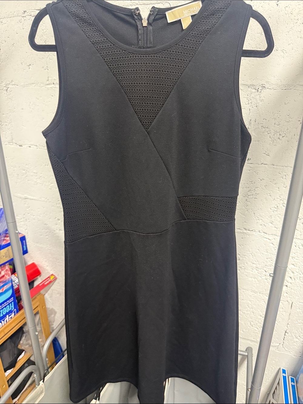Michael Kors Black Textured Panel Sleeveless Mini Dress Size Large - LIKE NEW